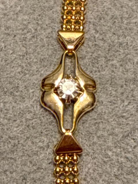 7” Ladies Solitaire CZ Beaded Bracelet 24K Real Gold Plated