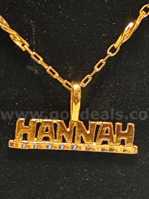 “Hannah” Pendant W/ Dainty Rolo Necklace. 24K Real Gold Plated