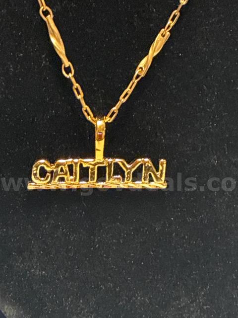 “Caitlyn” Pendant W/ 18” Dainty Rolo Necklace. 24K Real Gold Plated