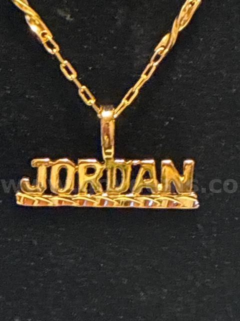 “Jordan” Pendant W/ 20” Dainty Rolo Necklace. 24K Real Gold Plated