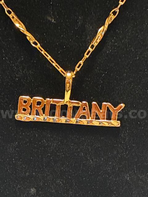 “Brittany” Pendant W/ 22” Dainty Rolo Necklace. 24K Real Gold Plated