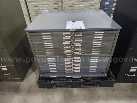 Lot of 1 - 20-Drawer Blueprint Filing Cabinet (NO LEGS) 41 1/4x31 3/4 x 33"