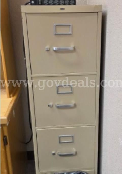 3 Vintage 4-drawer vertical file cabinets