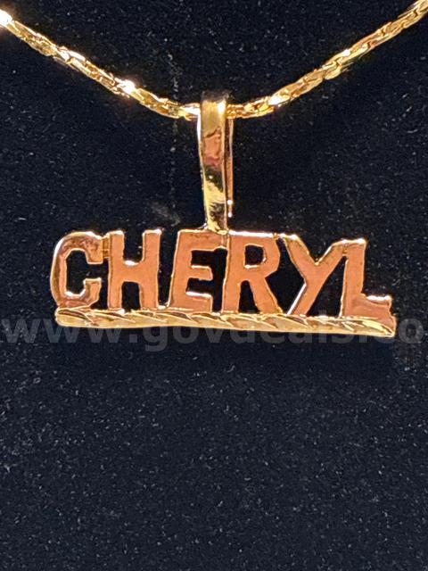 “Cheryl” Pendant W/ 20” Small Twisted Cobra Necklace. 24K Gold Filled