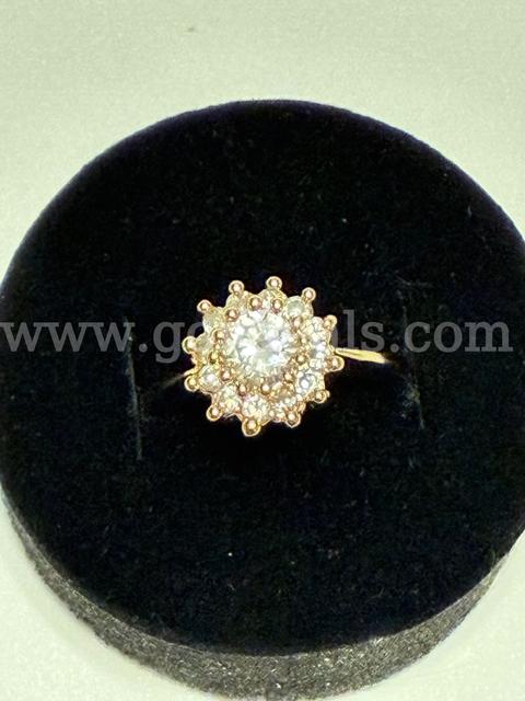 Size 6.5, Ladies Daisy CZ Ring 24k Real Gold Filled,