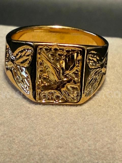 Size 10 3/4, Mens Eagle Ring , 24k Real Gold Filled