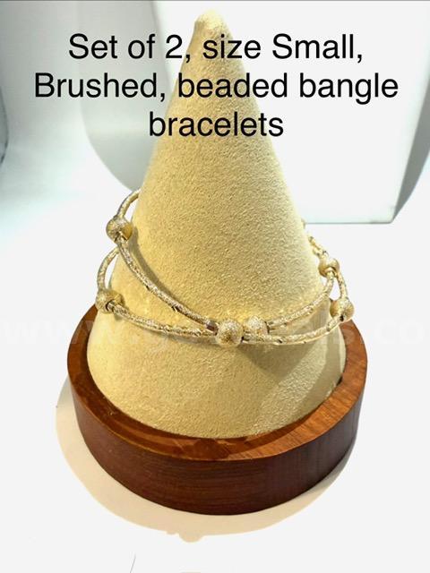 Beautiful, Size Small, Set of Two, Beaded, Brushed Bangles, Real 24k Gold Filled
