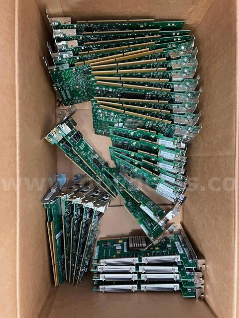 Lot of 32 PCI-X Server HBA Cards – HP AB290AX / AB465AX / Intel I350-F2 / LSI22320BCS – U320 / FC / Gigabit