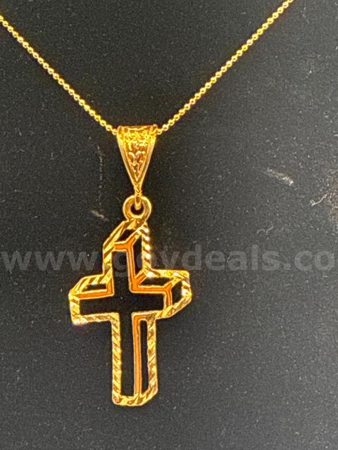 Beautiful! 20" Necklace w/ Cross Pendant Set 24K Real Gold Filled.