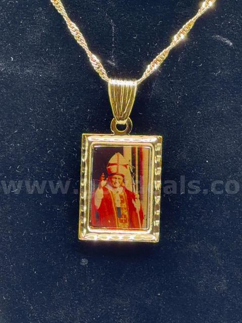 Stunning, 22”, Whisper Necklace W/ Pope John Paul II Portrait Pendant. 24K Real Gold Filled