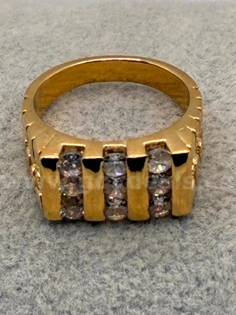 Size 12 1/2, Mens, Bar W/CZ Nugget Ring. 24K Real Gold Filled.