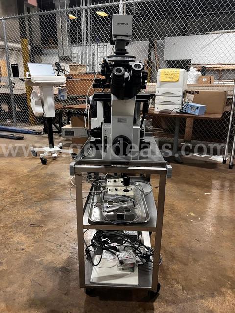 Olympus IX70-S8F Inverted Fluorescence Research Microscope with Narishige Micromanipulators, Sony CCD Camera & Accessori