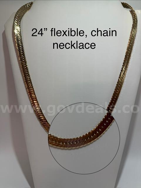 Gorgeous, 24 Inch, Flexible Chain Necklace, Real 24k Gold Plated