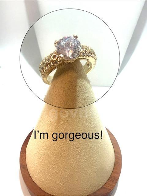 Gorgeous, Size 6 1/2, 2 Carat ,CZ, Bridal Ring, Real 24k Gold Plated