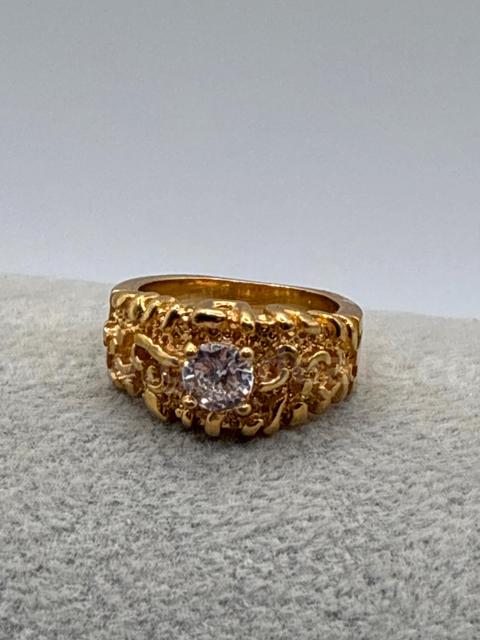 Size 5, 2 Carat CZ, Nugget Ring, Real 24k Gold Filled.
