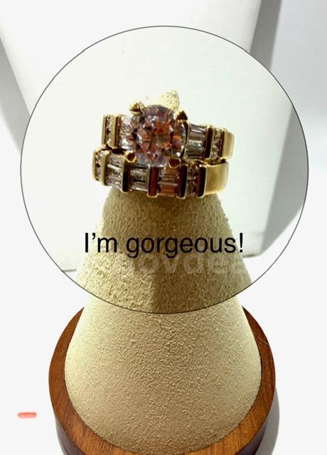 Beautiful, Ladies, Size 4, 2 Piece, Brilliant, CZ Solitaire Bridal Set, Real 24k Gold Filled