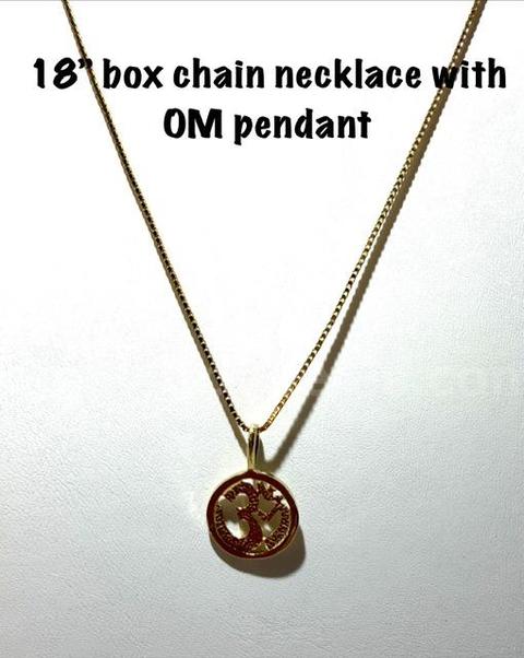 18β Box Chain Necklace, W/OM Pendant, Real 24k Gold Filled