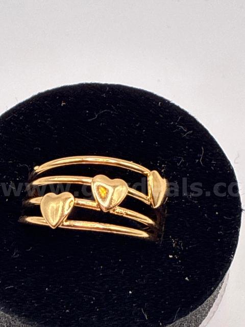 Beautiful Multi-Band Heart Ring, Ladies, Size 7.5 24K Real Gold Plated