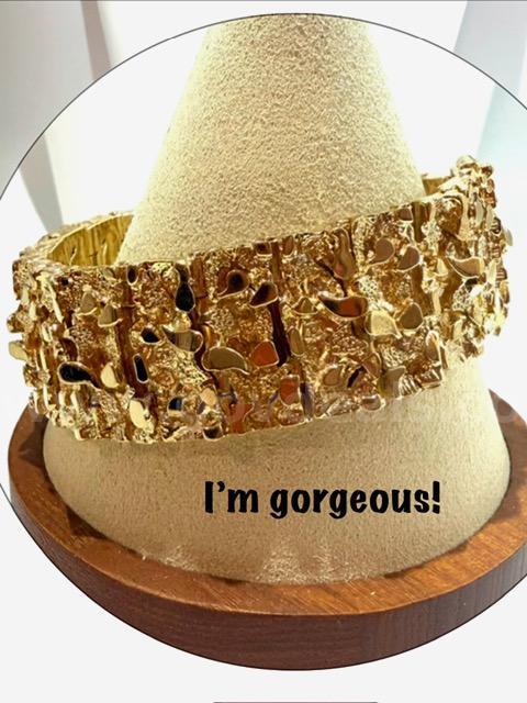 Gorgeous, 8”, 1 Inch Thick, Real 24k Gold Filled, Nugget Bracelet