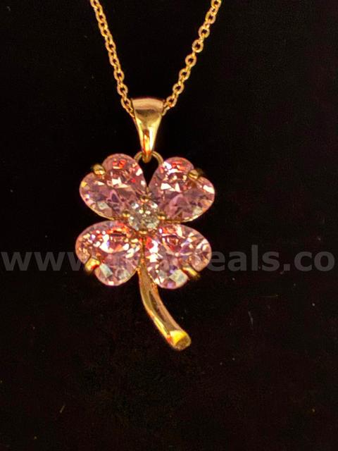 24” Dainty Chain Necklace, W/CZ June Birthstone Flower Pendant, Real 24k Gold Plated