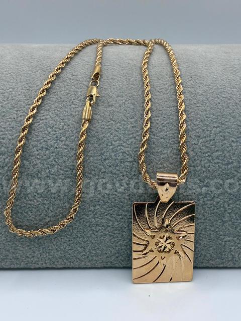 2MM, 20” Diamond Cut Rope Chain Necklace, W/Star Of David, Real 24k Gold Plated