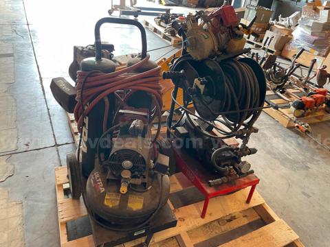 Lot of an Air Compressor, Electric Sewer Jet, and Gas powered water pump