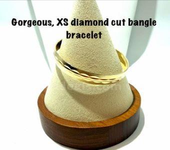 Gorgeous, Ladies, Extra Small, Real 24k Gold Filled, Diamond Cut Bangle Bracelet