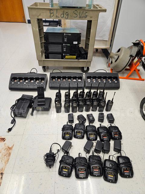 23 HANDHELD MOTOROLA XPR 6550 RADIOS WITH REPEATERS & CHARGERS