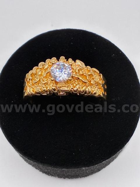 Size 9.5, Men’s Solitaire W/ 2CT CZ Ring, 24K Real Gold Filled
