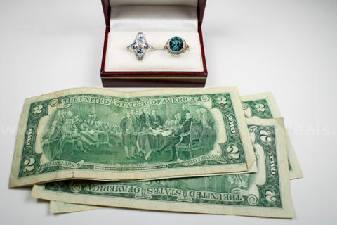 18kt Gold Ring Lot plus U.S. Currency