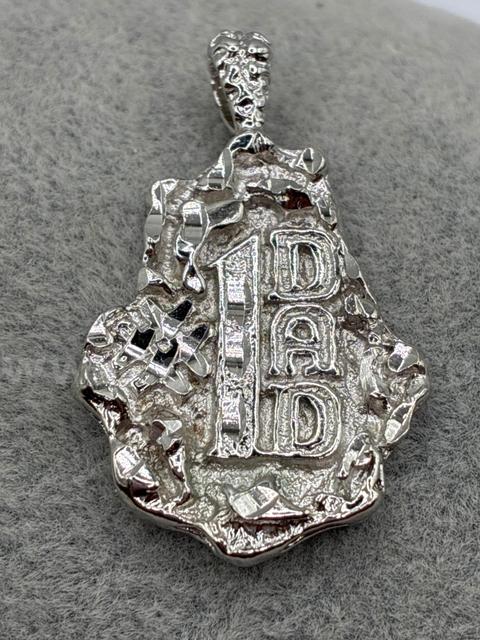 Beautiful Rhodium Clad (Silver)  #1 DAD Nugget Pendant
