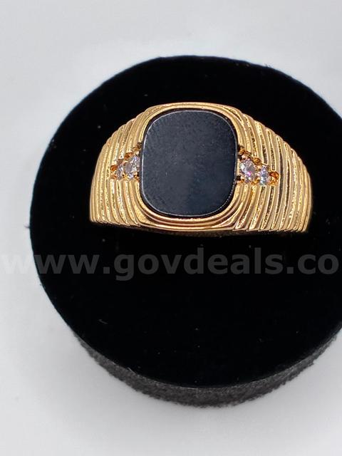 Beautiful, Men's, Size 12, Onyx CZ Ring 24K Gold Filled
