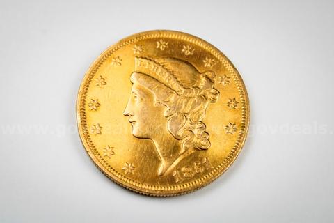 U.S. Double Eagle Twenty Dollar 1851 Gold Piece