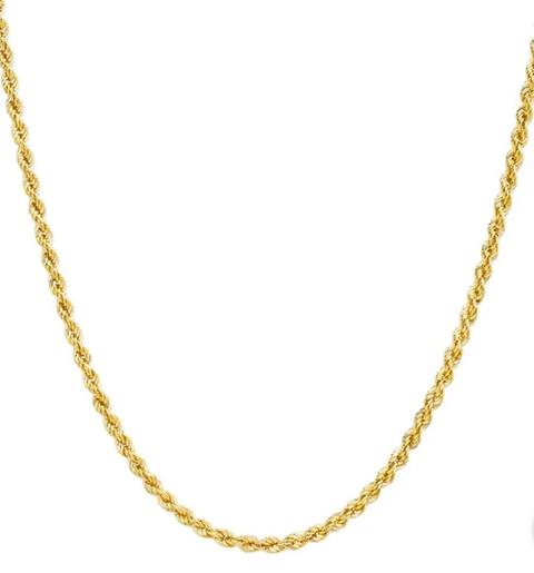 14K Real Gold Gorgeous 18” Classic Rope Necklace! 2.75 grams & 2.15mm