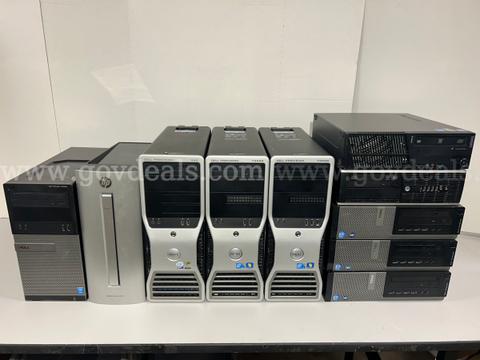 Lot of 10. Dell Workstations w/ Xeon processor and NVIDIA GPU, HP and Lenovo Desktop Computers, Tested, Boots to BIOS
