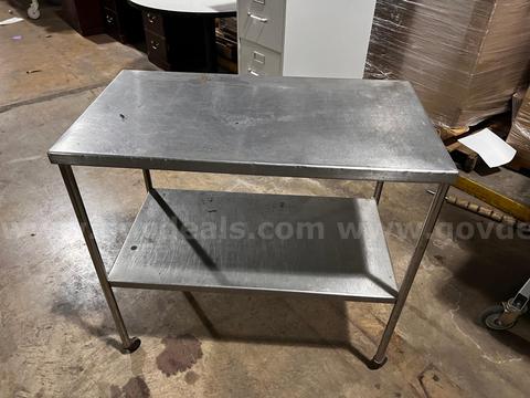 Steel Table with Shelf and Casters