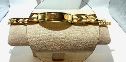 Unisex, Real 24k Gold Filled, 8 Inch, Open Link ID Bracelet