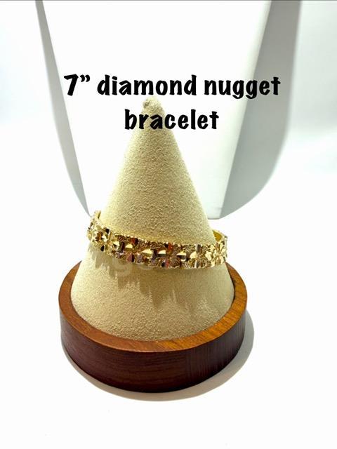 Gorgeous, Ladies, 7 Inch, Real 24k Gold Filled, Diamond Cut Nugget Bracelet