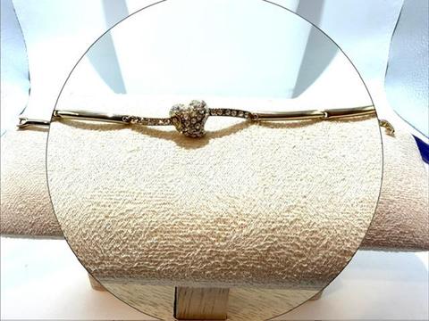 Beautiful, Ladies,  7 Inch, Real 24k Gold Filled, CZ, Heart ID Link Bracelet