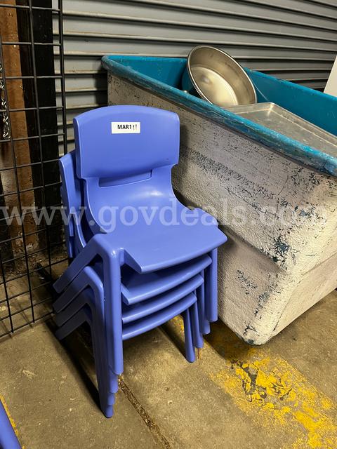 Qty 4 - Kids Blue Plastic Chair
