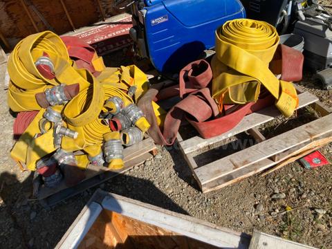 Fire Hoses and Connectors - Lot (Have holes not for fire fighting use) Parts only