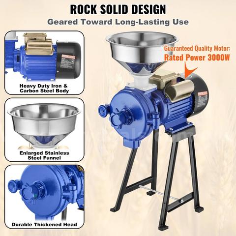 SHIPPING AVAILABLE Electric Grain Mill Grinder, 3000W Spice Grinders, Commercial Corn Mill with Funnel(A12-9)