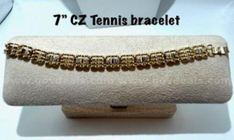 Beautiful, Ladies, Real 24k Gold Filled, 7 Inch, CZ Tennis Bracelet