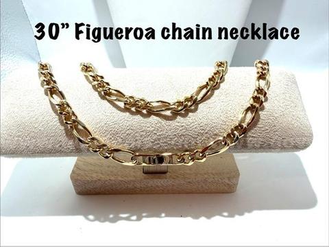 Gorgeous, 30 Inch, Real 24k Gold Filled, Italian Figaro Chain Necklace