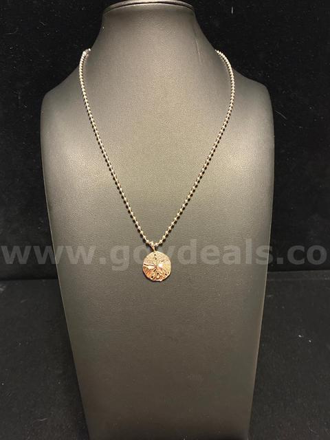 Gorgeous, Rhodium Clad (Silver) Sand Dollar Pendant.