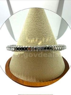 Beautiful, Size Large, Rhodium Clad (Silver), Fancy Bangle Bracelet
