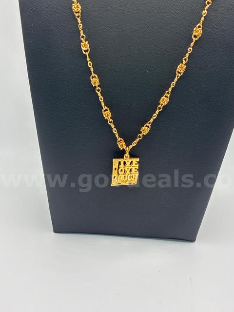 22” Byzantine Necklace W/ “Live Love Laugh”, 24K Gold Filled.