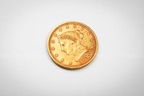 U.S. Quarter Eagle 1890 Two and Half Dollar Liberty Gold Piece