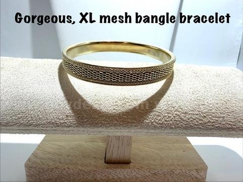 Gorgeous, Extra Large, Real 24k Gold Filled, Mesh Bangle Bracelet