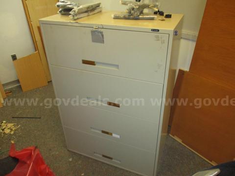 Tall gray lateral 4 drawer filing cabinet